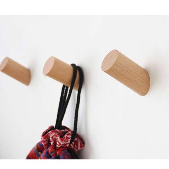Modern Wooden Wall Hooks Pegs Flush Mount 8 Pegs Included New - Picture 1 of 5